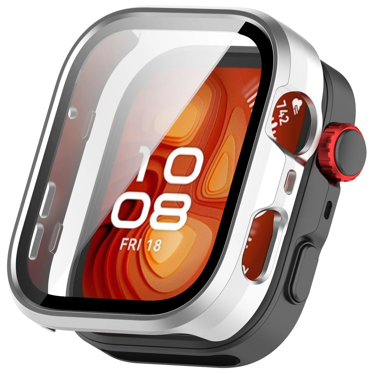 Wizualizacja nakładania etui Bizon Case Watch Adamo do Huawei Watch Fit 4 Pro